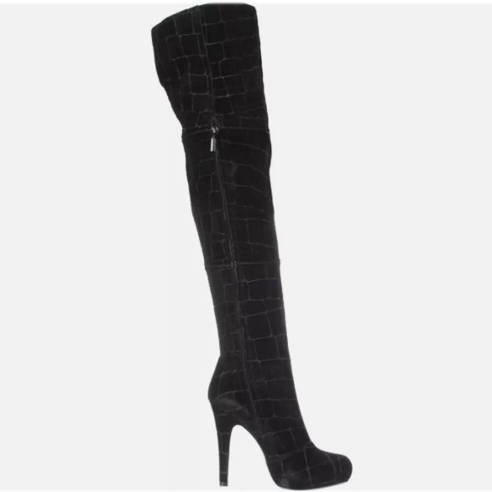 Report Signature Fairfax 3 Black Suede Thigh Boots 8